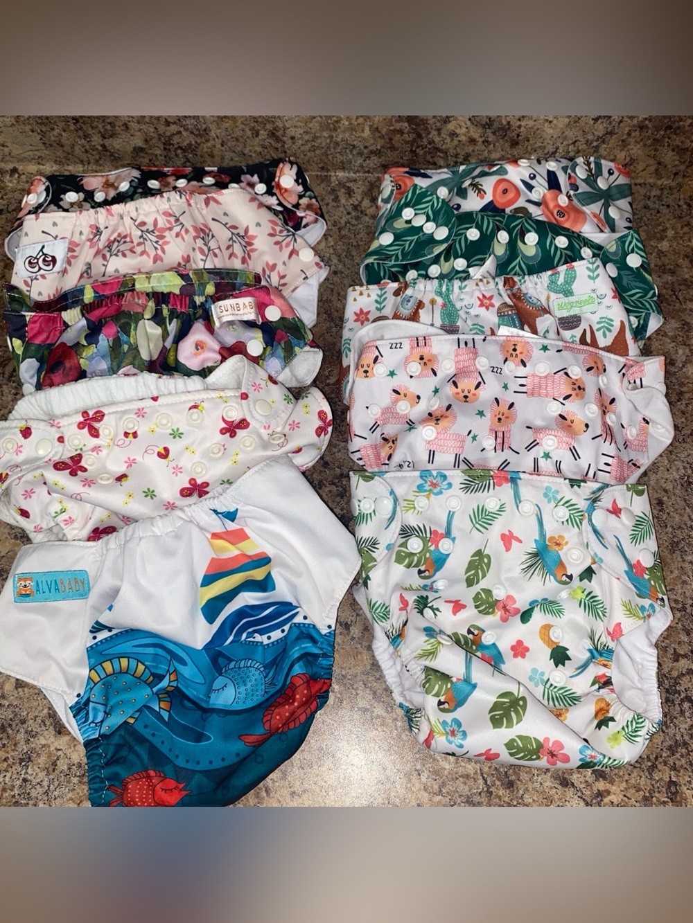 Lot of 10  cloth diapers
